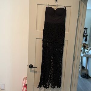 12th Tribe Tropez Black Crochet Strapless Dress Size SS
